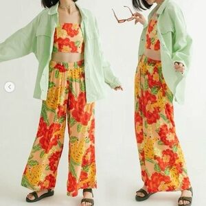 Tropical floral and fruit 2-piece set